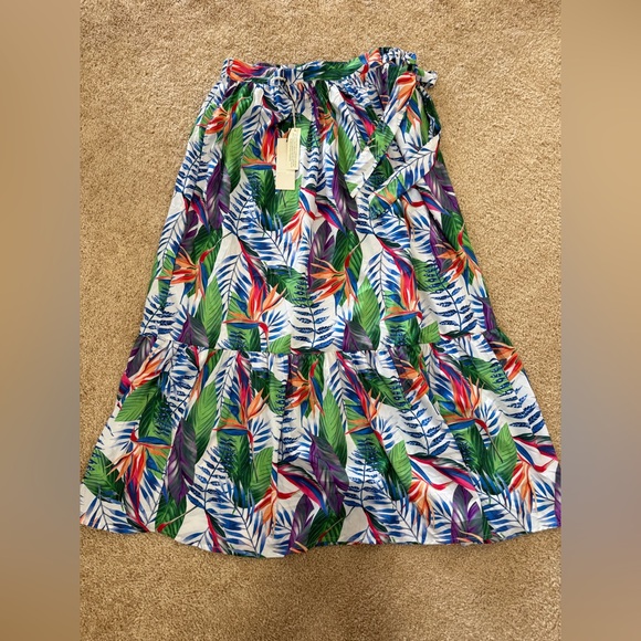 NWT Rachel Zoe Vibrant Leaf Print Maxi Skirt - Picture 2 of 7